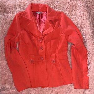 Charlotte Russe Coral-Red Button Front Blazer